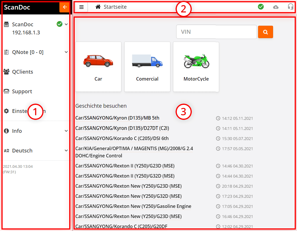 Hauptfenster des ScanDoc.Online Programms