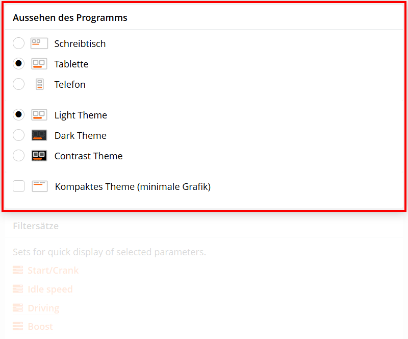 Programmoberfläche