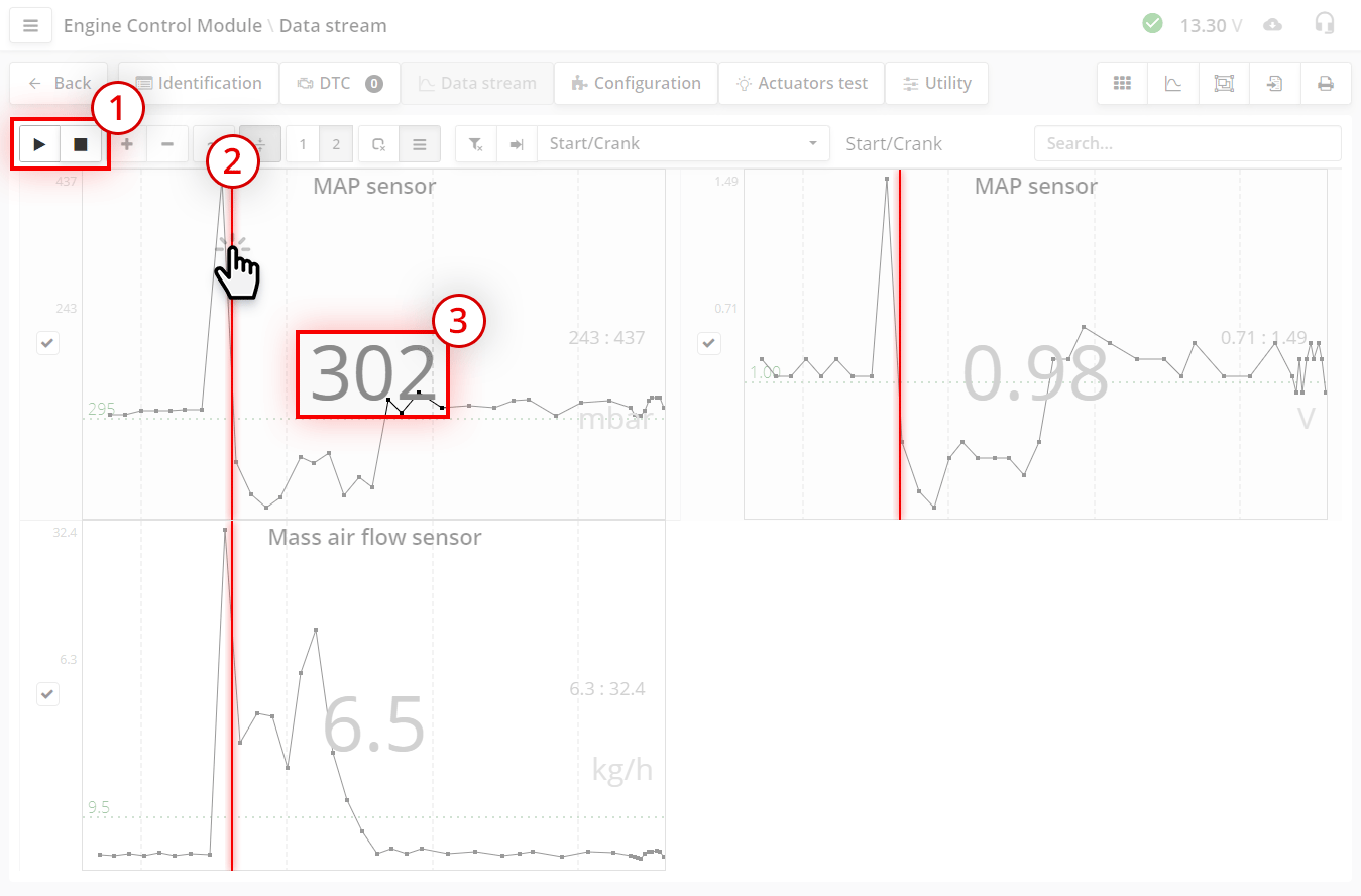 Stop reading the data stream, set the ruler