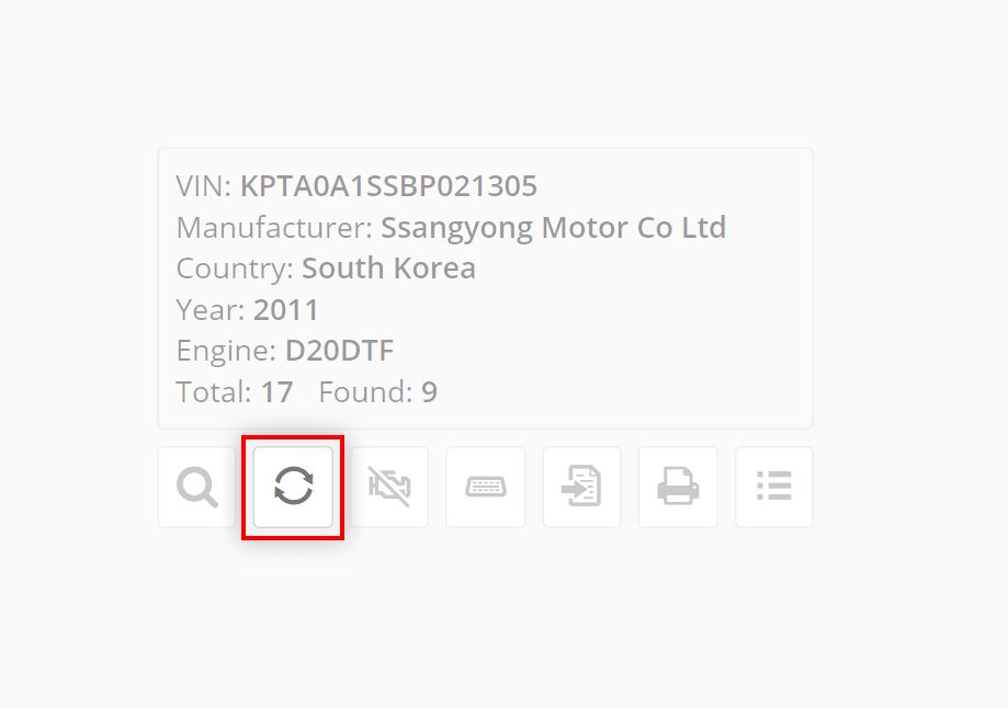 The function of updating all information on the found ECU blocks